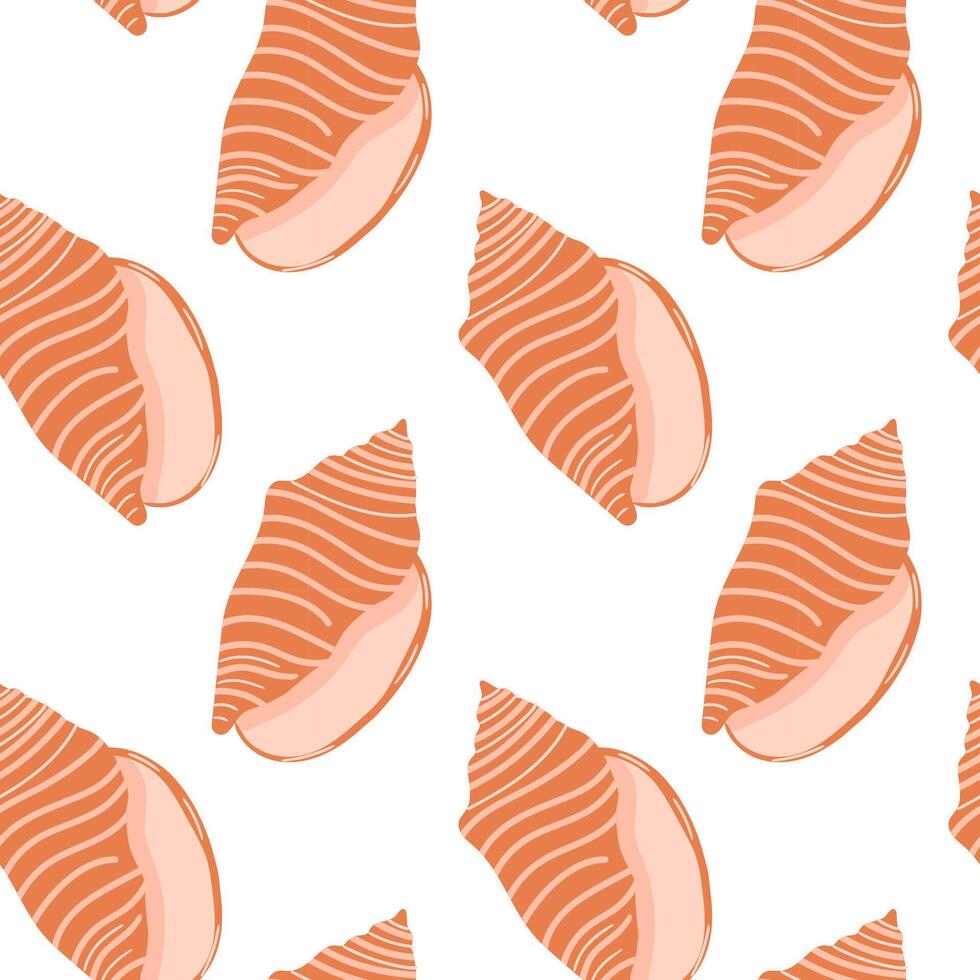 Digital pattern featuring orange striped shells on a white background vector