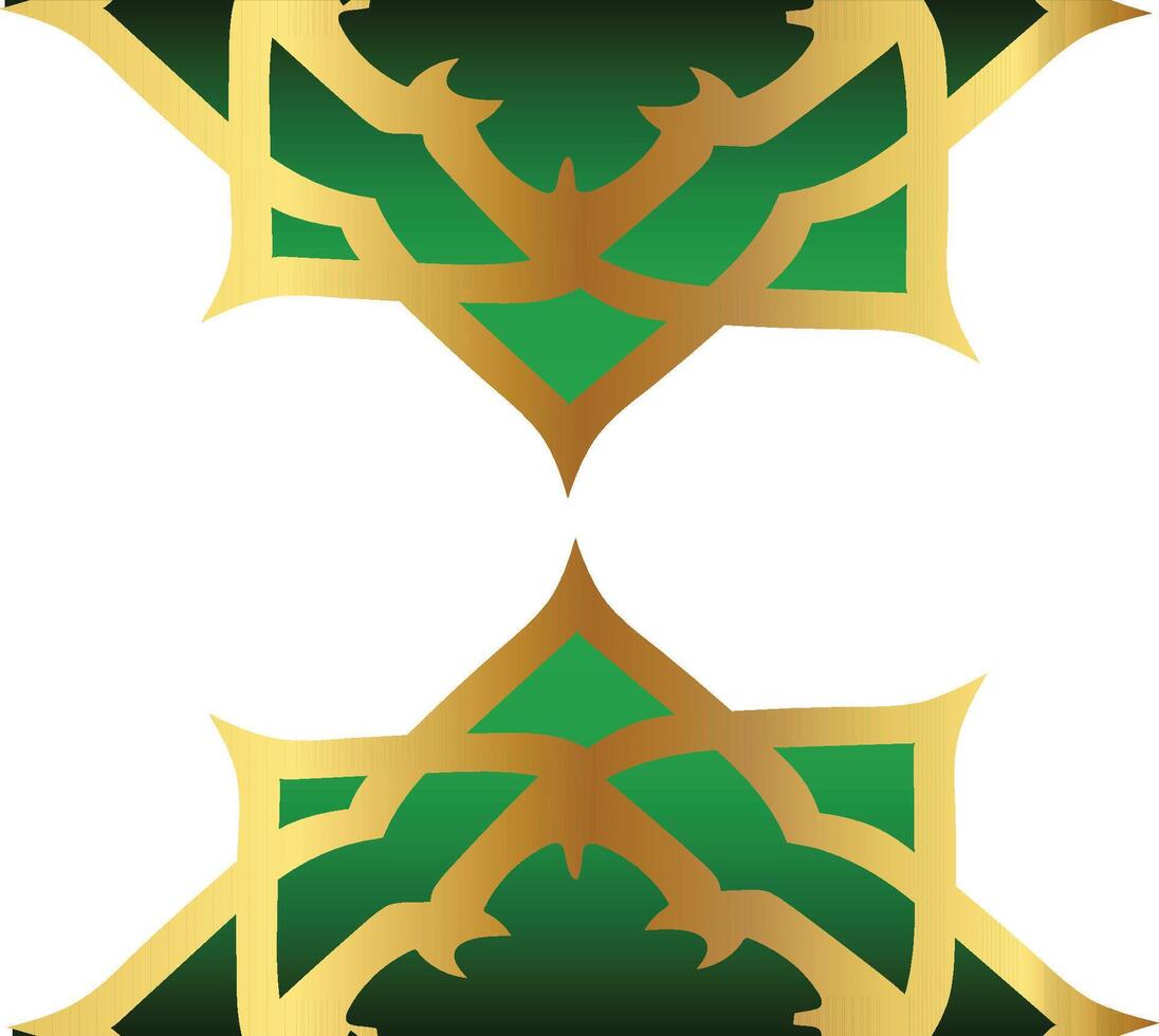 A green and gold pattern with a cross vector