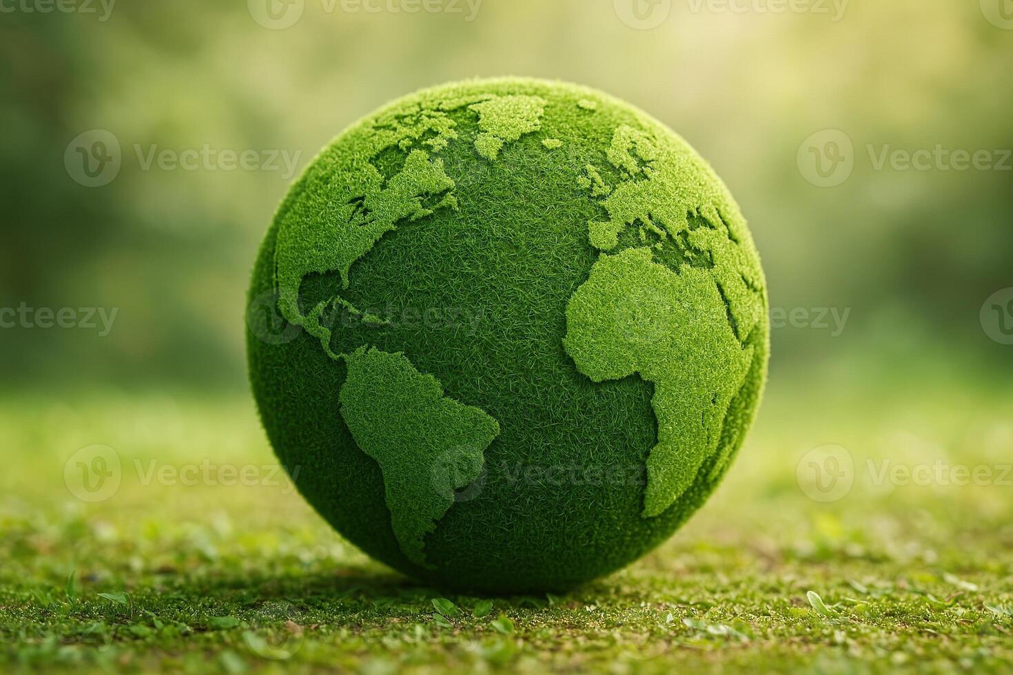 Green Globe Made Of Grass Depicting Planet Earth, Ecological Concept Of Nature And Environment, Symbolizing Natural Resources And Environmental Conservation, Climate Awareness, Greenery photo