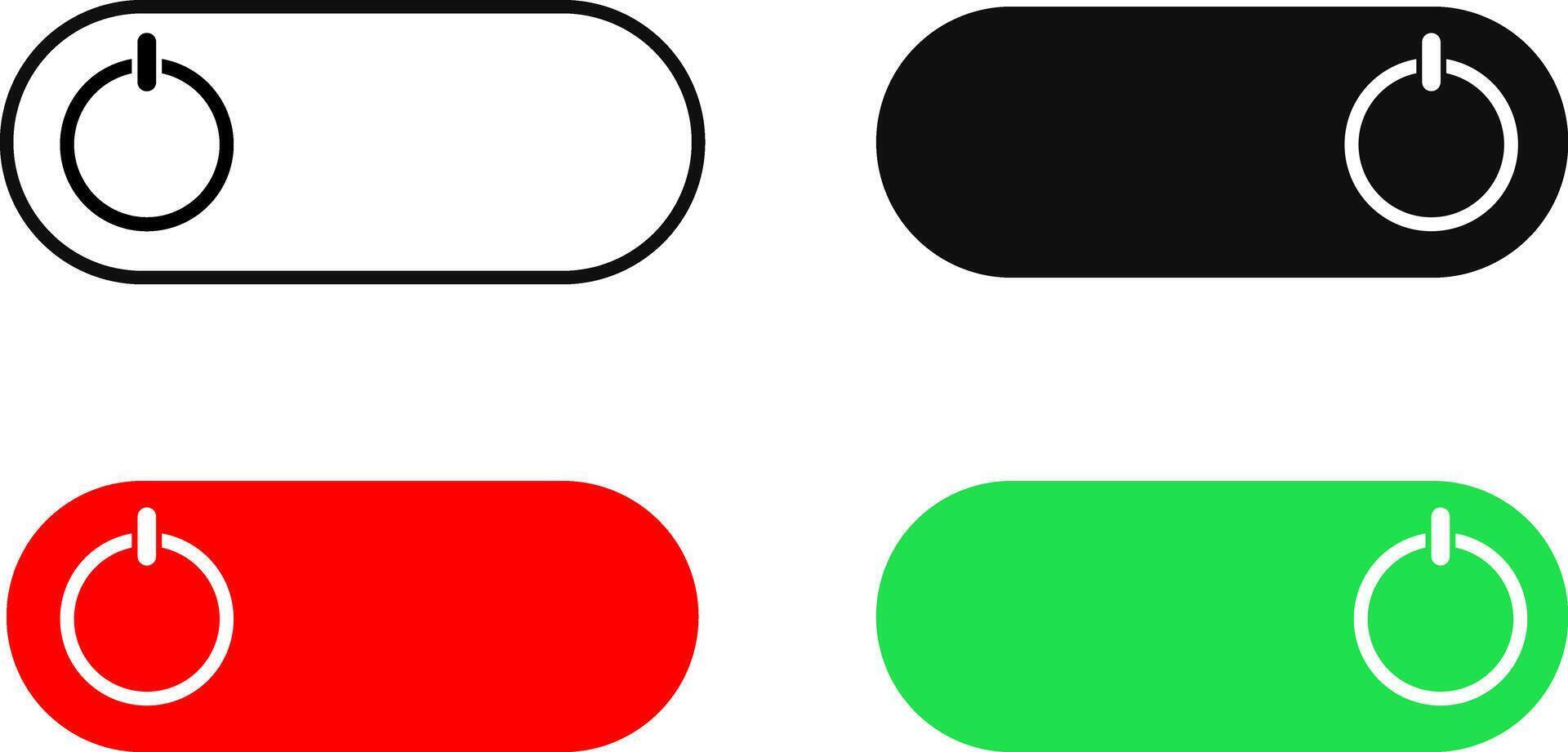 Switch toggle icon set. circle symbol. Material design buttons. Setting toggle icons design. press start button sign vector