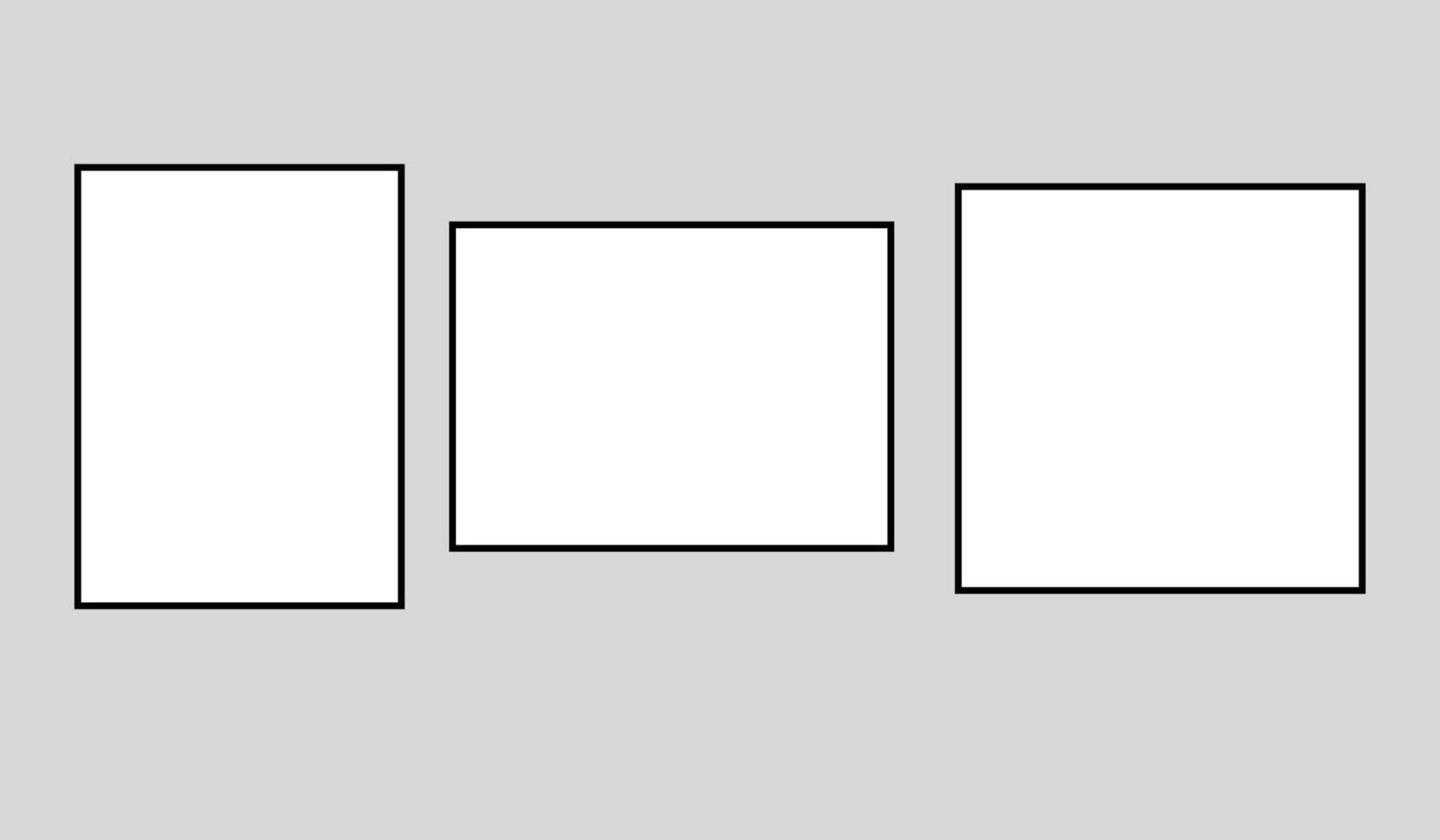 Poster frames icon. Paper hanging with paper clips. White empty poster with frame mock up vector