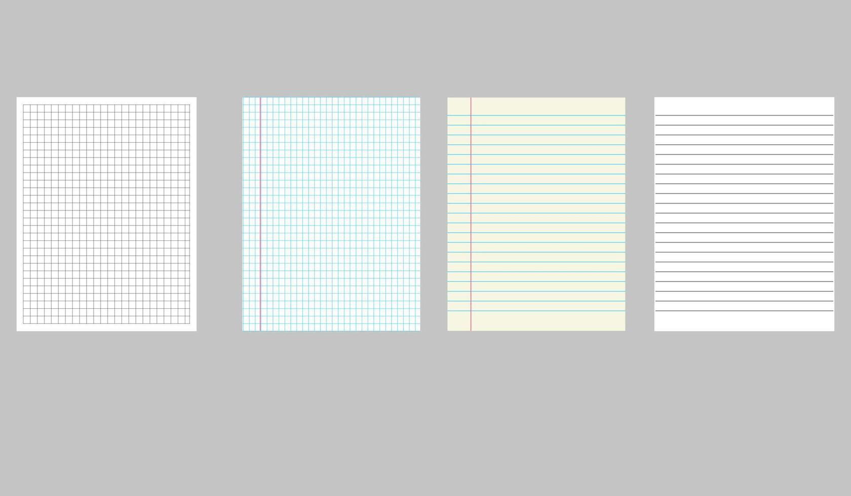 Paper stripes with red margin on left. old paper background. Classic note for study vector
