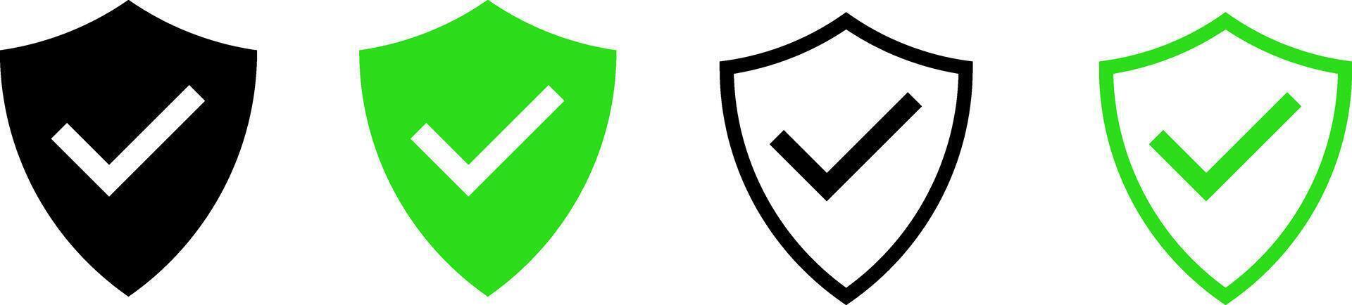 Shield check mark set. Protect security symbol. plus mark sign. Safety or protection signs vector