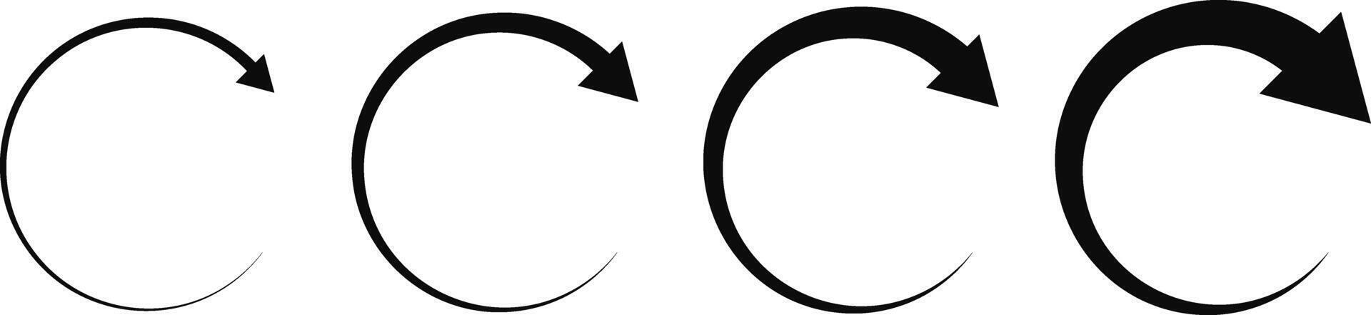 Rotate arrow icon set. Curve arrow icon sign. Black long up arrow icons. arrow pointing upward. Rotation arrows icons vector