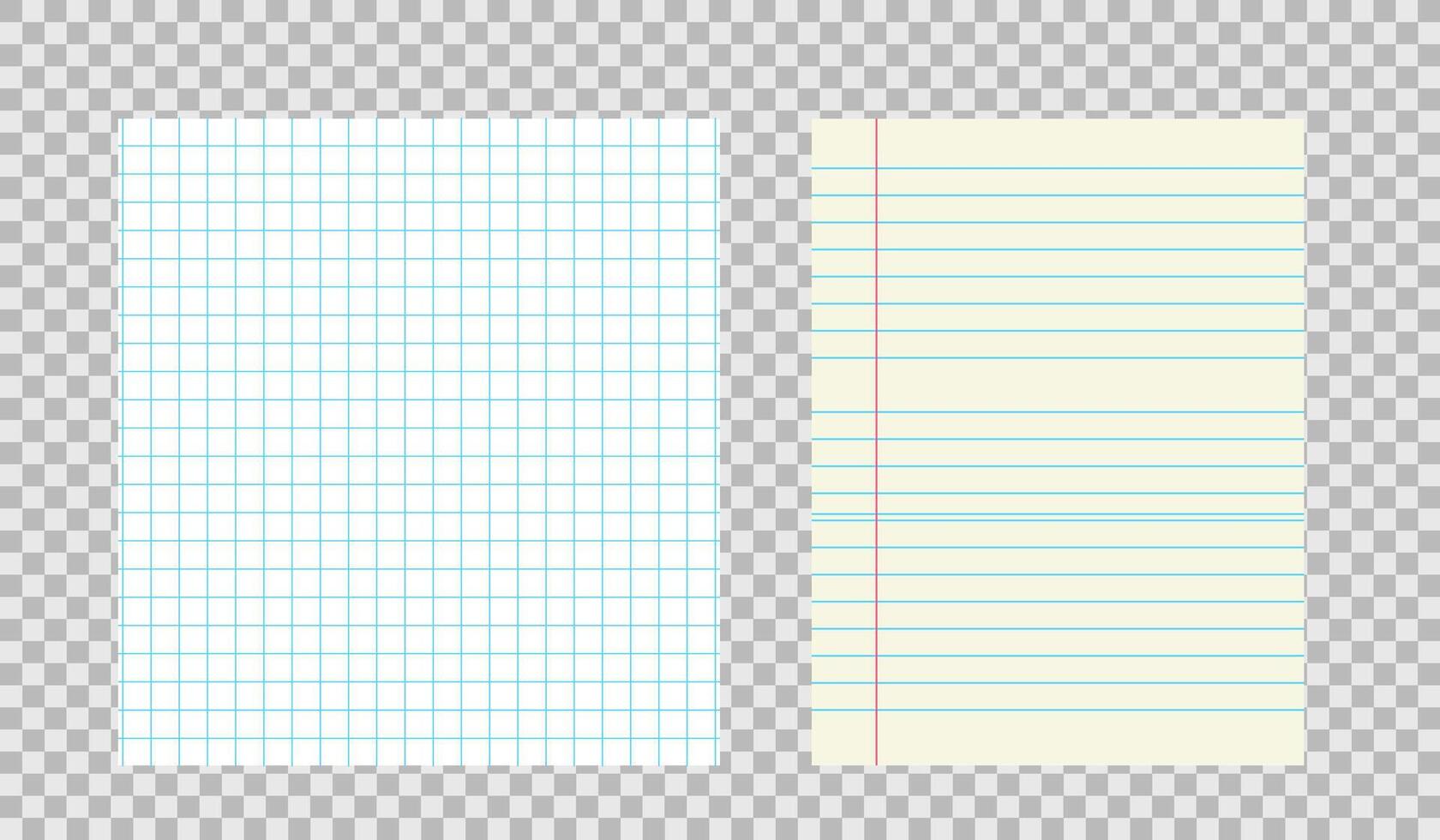 Notebook lined paper. Paper stripes with red margin on left. old paper background. Classic note for study vector