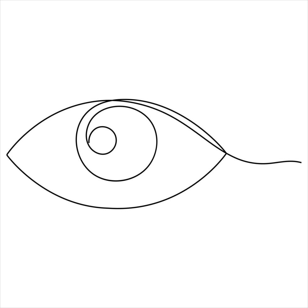 eye watch continuous line art drawing of minimalist eye with retina outline design illustration vector