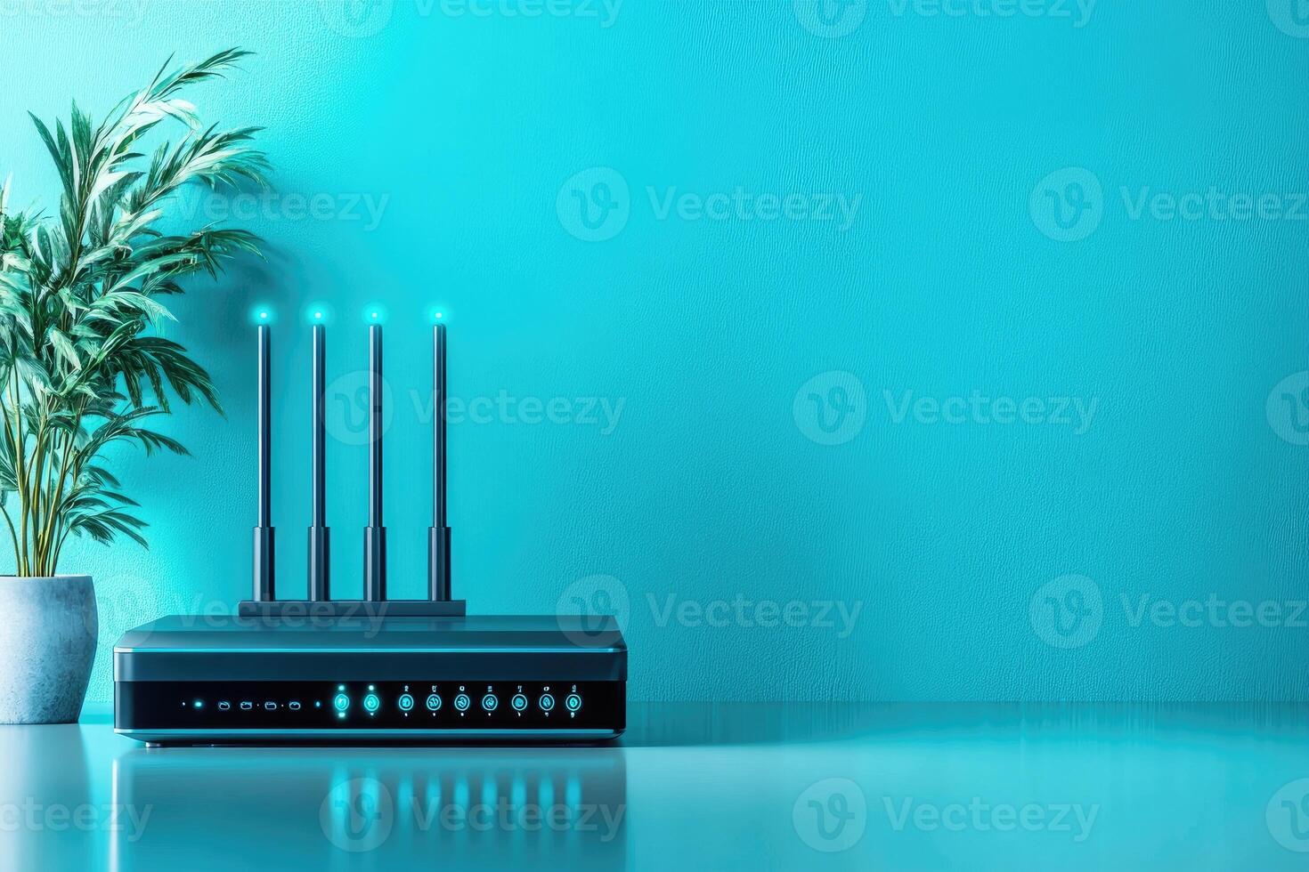 Modern wireless router providing reliable internet connectivity in home office setup photo