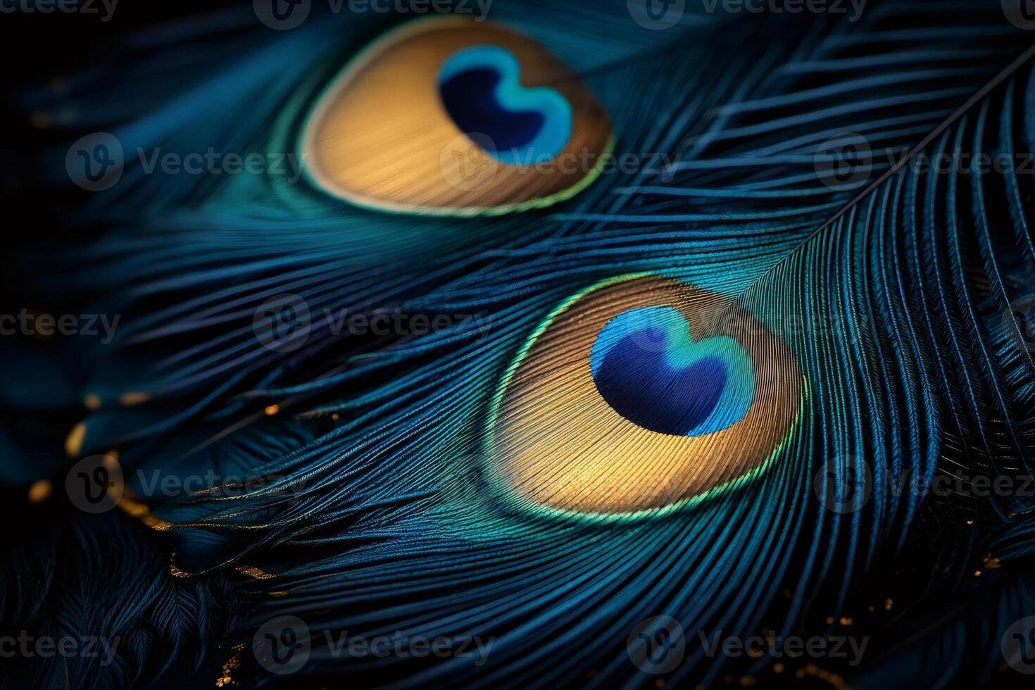 Peacock feathers showing iridescent colorful patterns photo