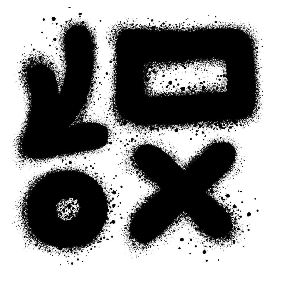 Spray Painted Graffiti arrow, frame, circle and x symbol Sprayed isolated with a white background. vector