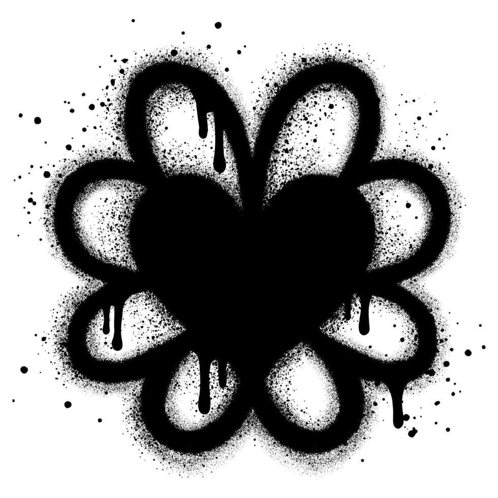 Spray Painted Graffiti flower heart isolated with a white background. vector