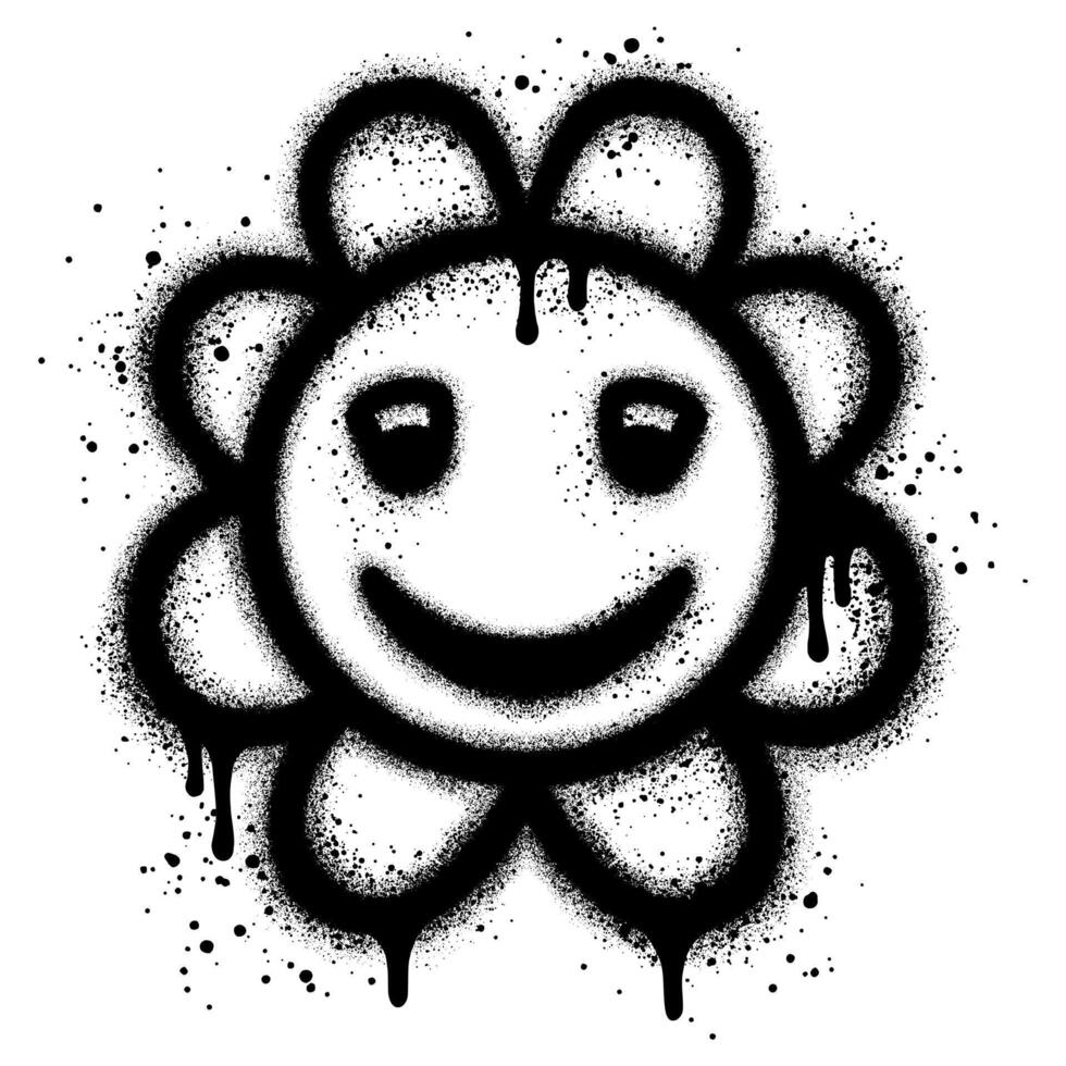 Cheerful cartoon sunflower in graffiti style. vector