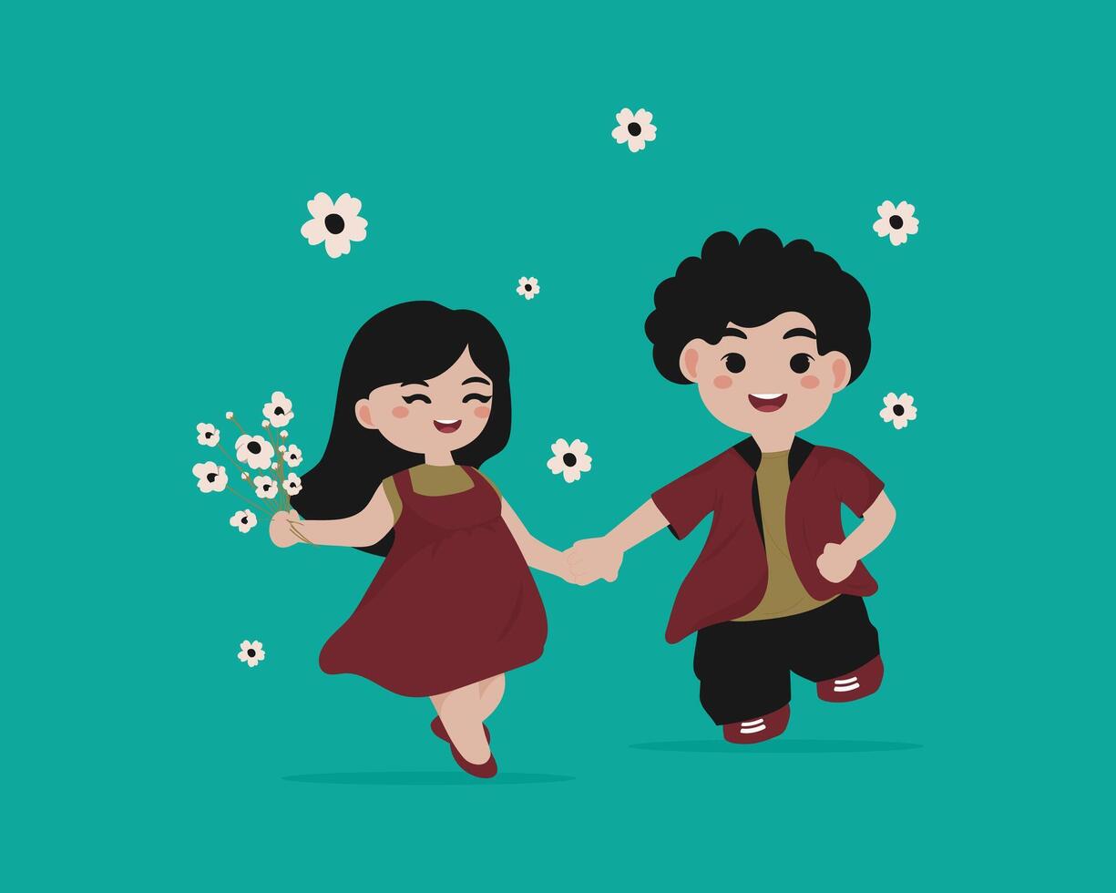 A Boy and a Girl Playing together vector