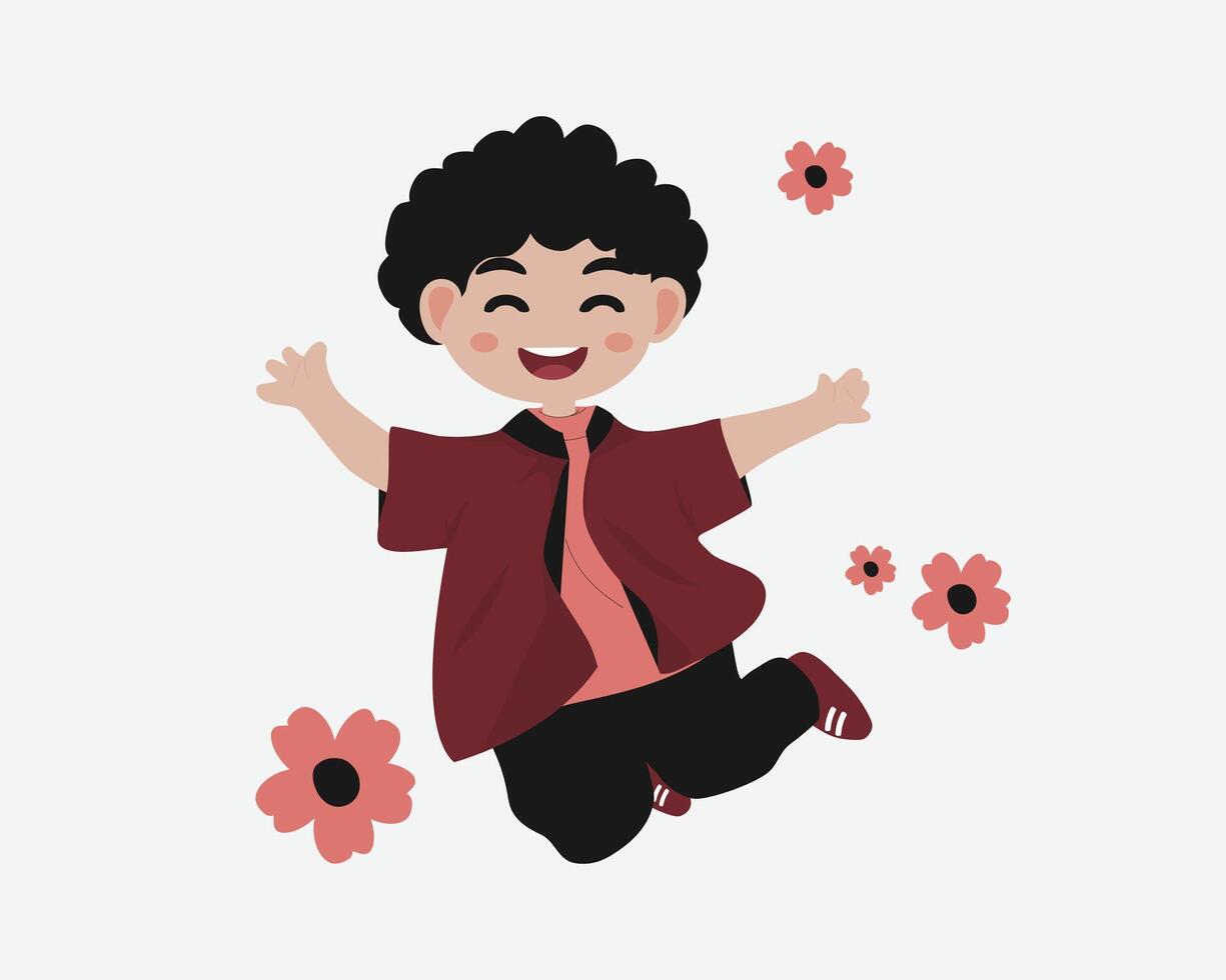 Cheerful children Jumping happily vector
