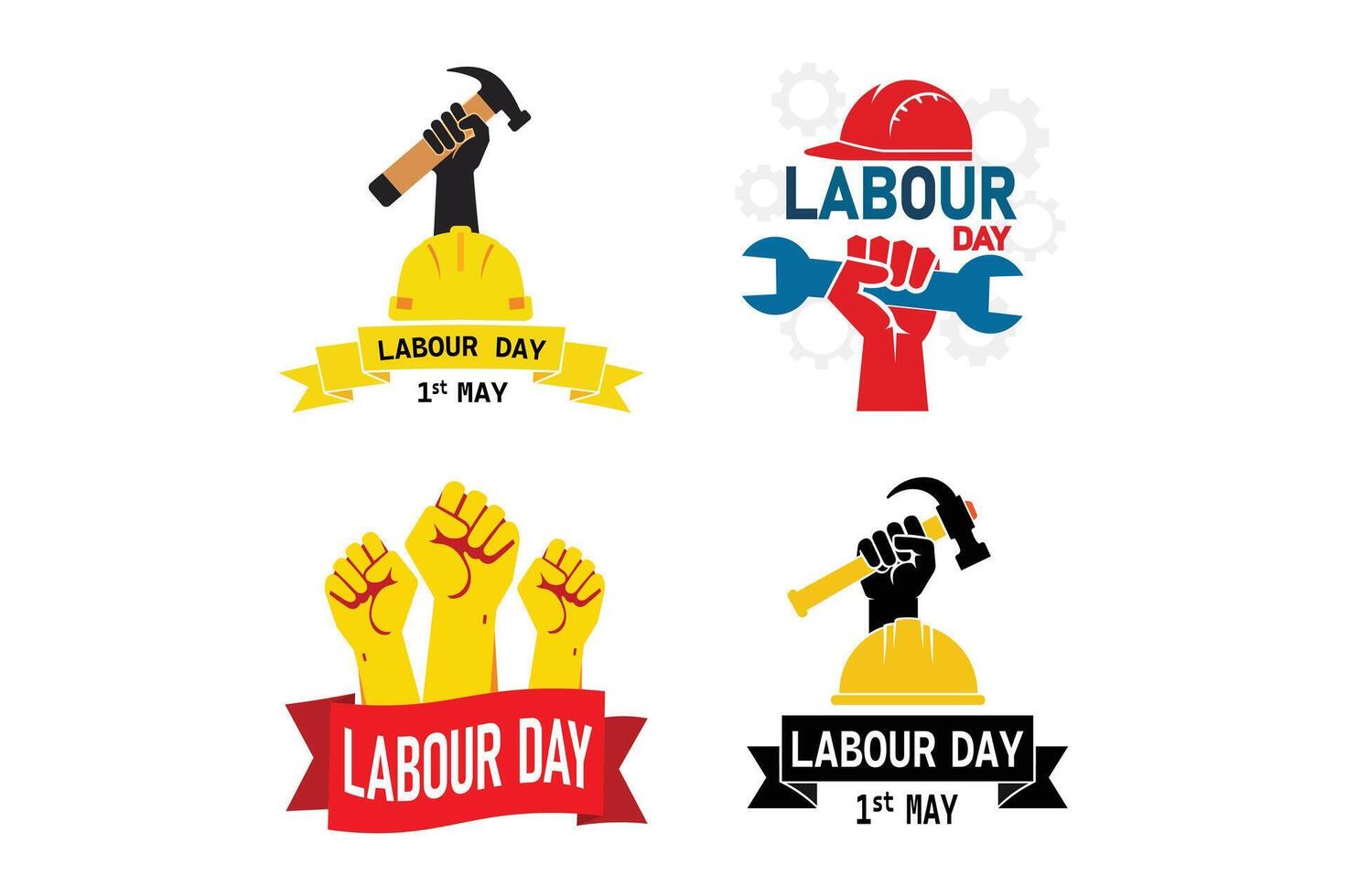 May 1st Labour Day Sets with Protest Fist, may day protest fist, labour day badge , international workers day graphic vector
