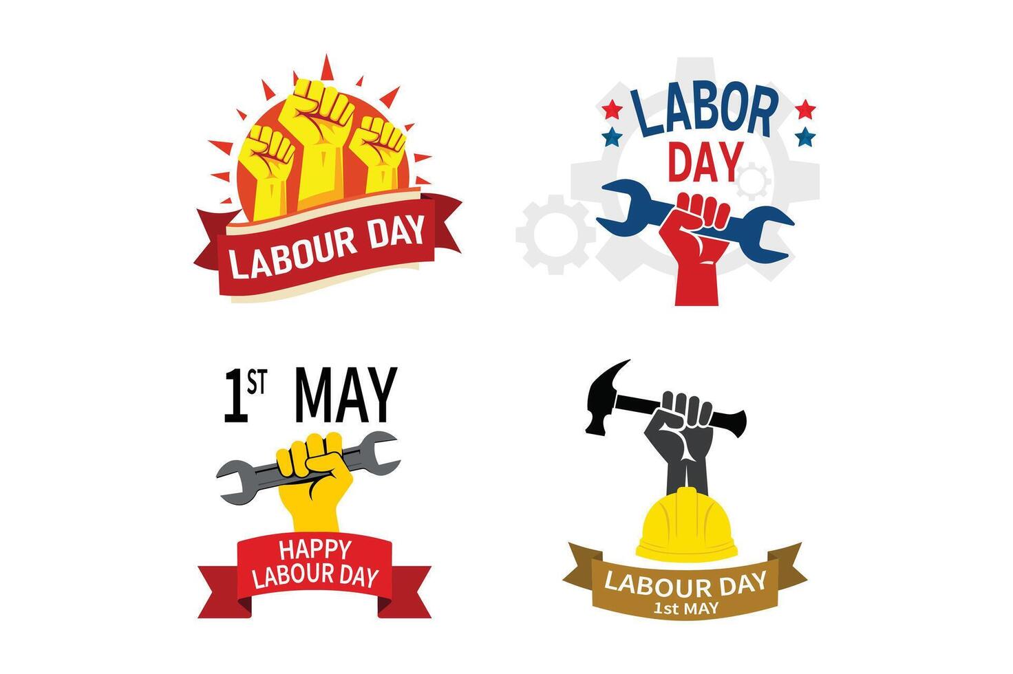 Strong Fist Labour Day Badge Sets, may day protest fist, labour day badge , international workers day graphic vector