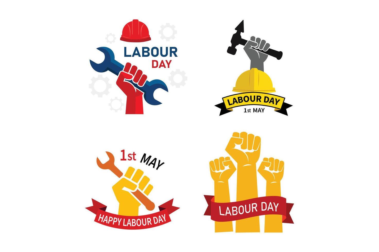 Labour Day Celebration Sets with Protest Fist, workers protest day illustration, labor protest day artwork, international workers day vector