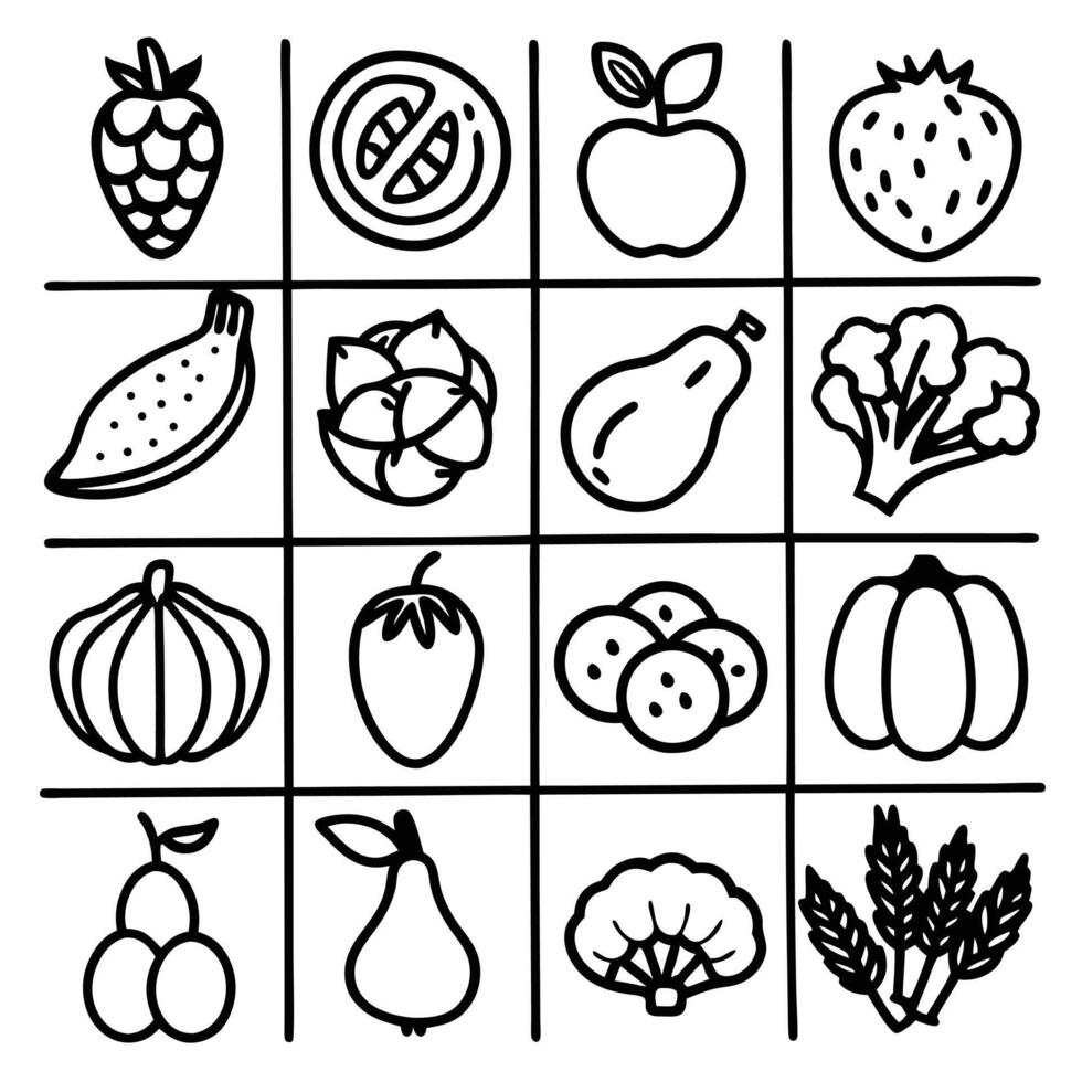 Assortment of Fresh Fruits and Vegetables illustration vector