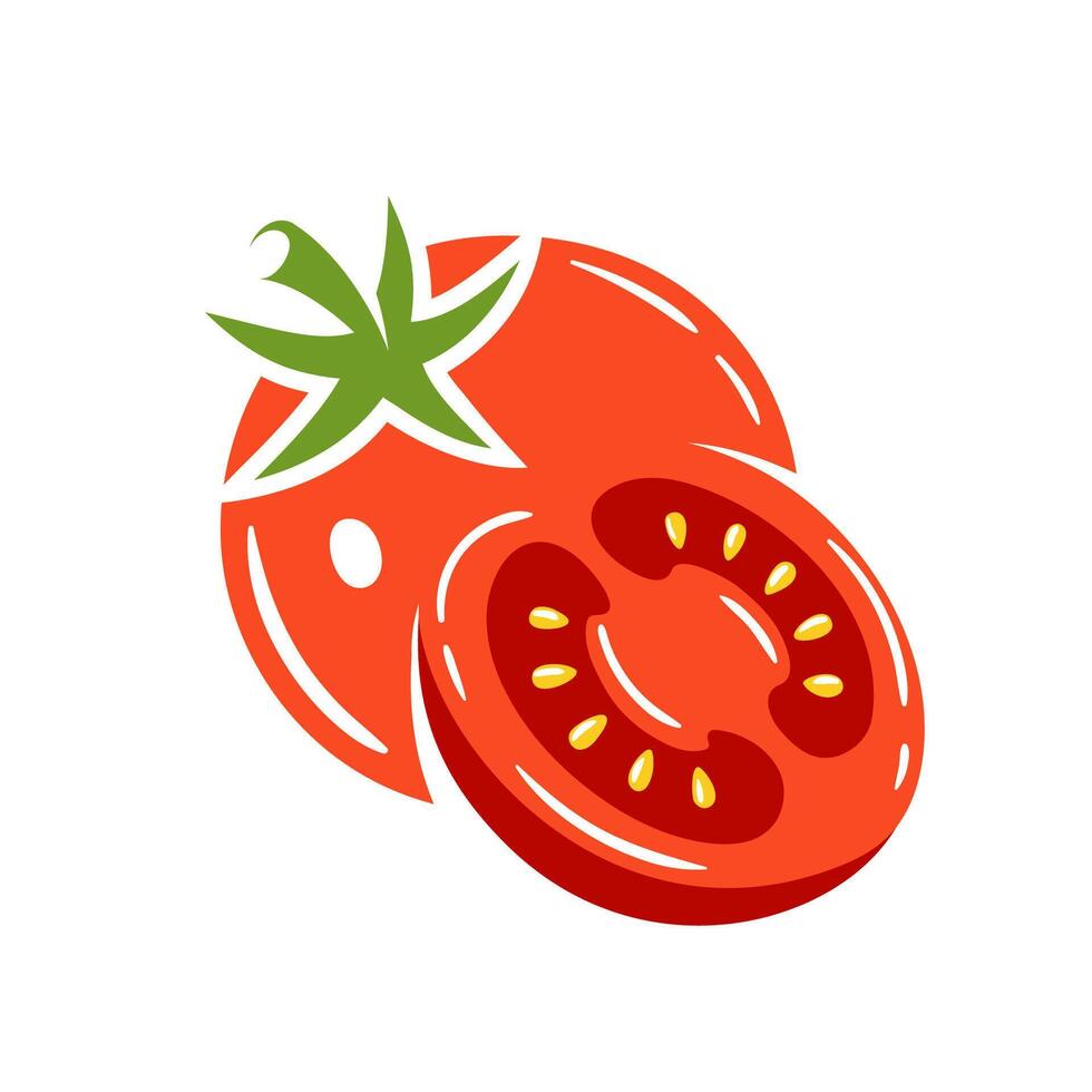 Red tomato icon isolated on white vector