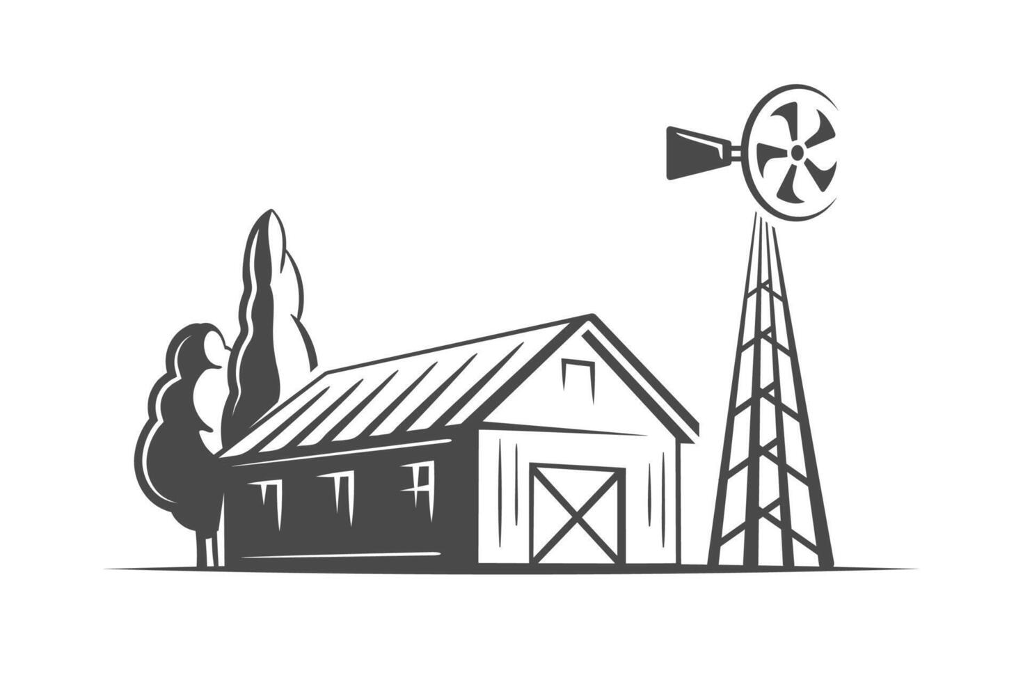 Landscape and village farm icon isolated on white vector