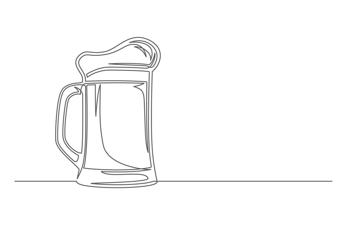 Continuous one line beer glass isolated on white vector