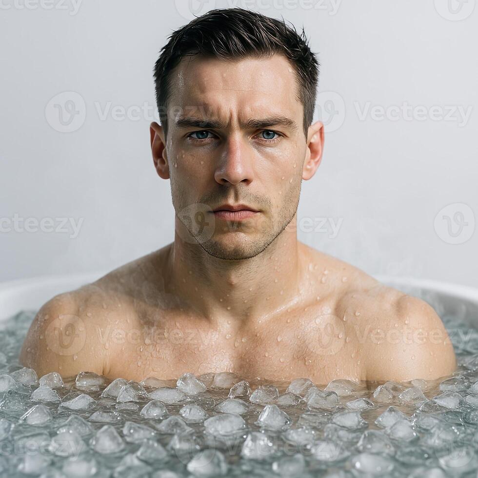 Cold Therapy Biohacking Rejuvenation Through Ice Water Immersion for Health Optimization and Cellular Renewal photo