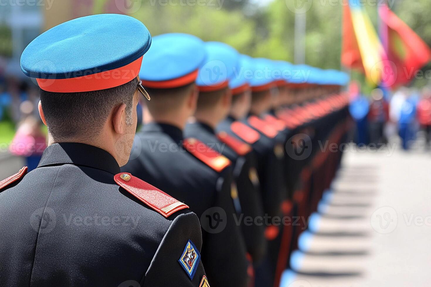 A row of men in uniform photo