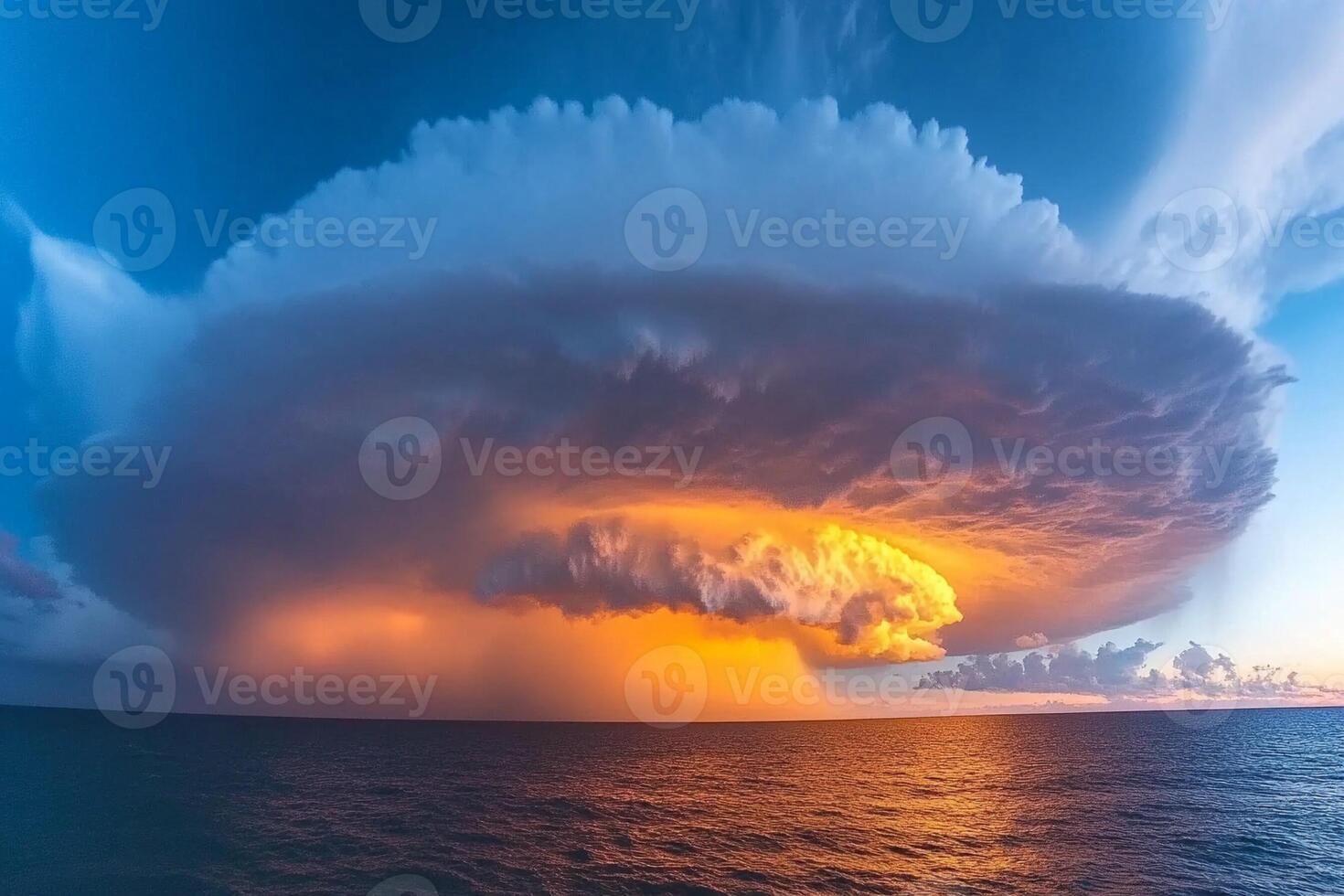 A large cloud is seen over the ocean photo