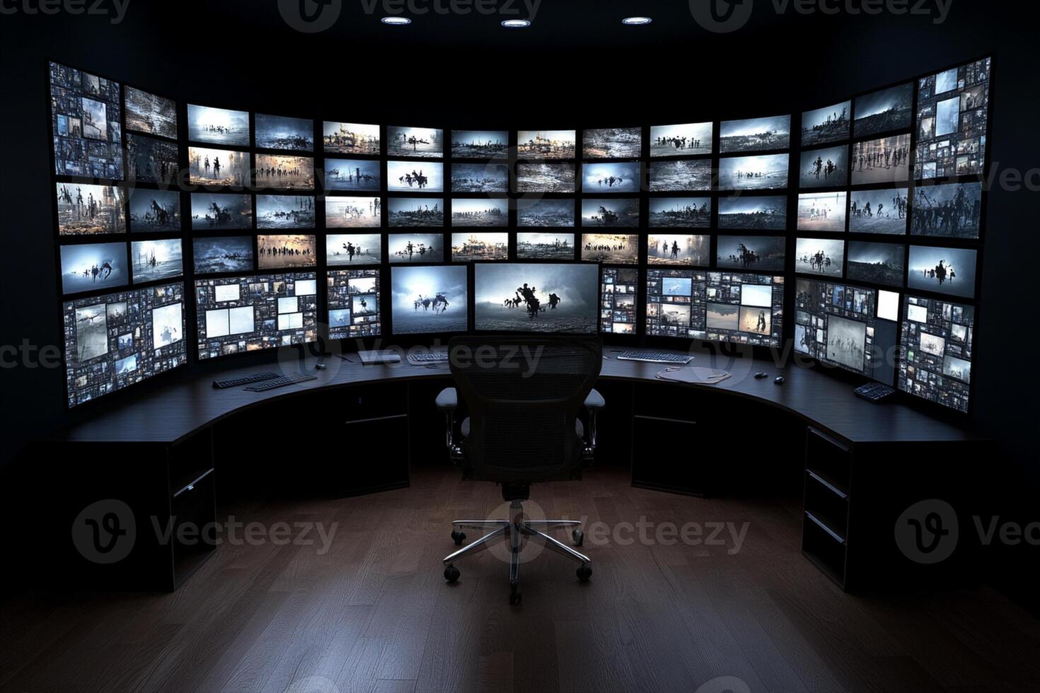 A large television screen with multiple screens photo