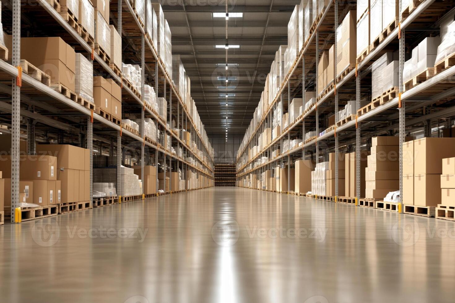 A warehouse with shelves and boxes photo