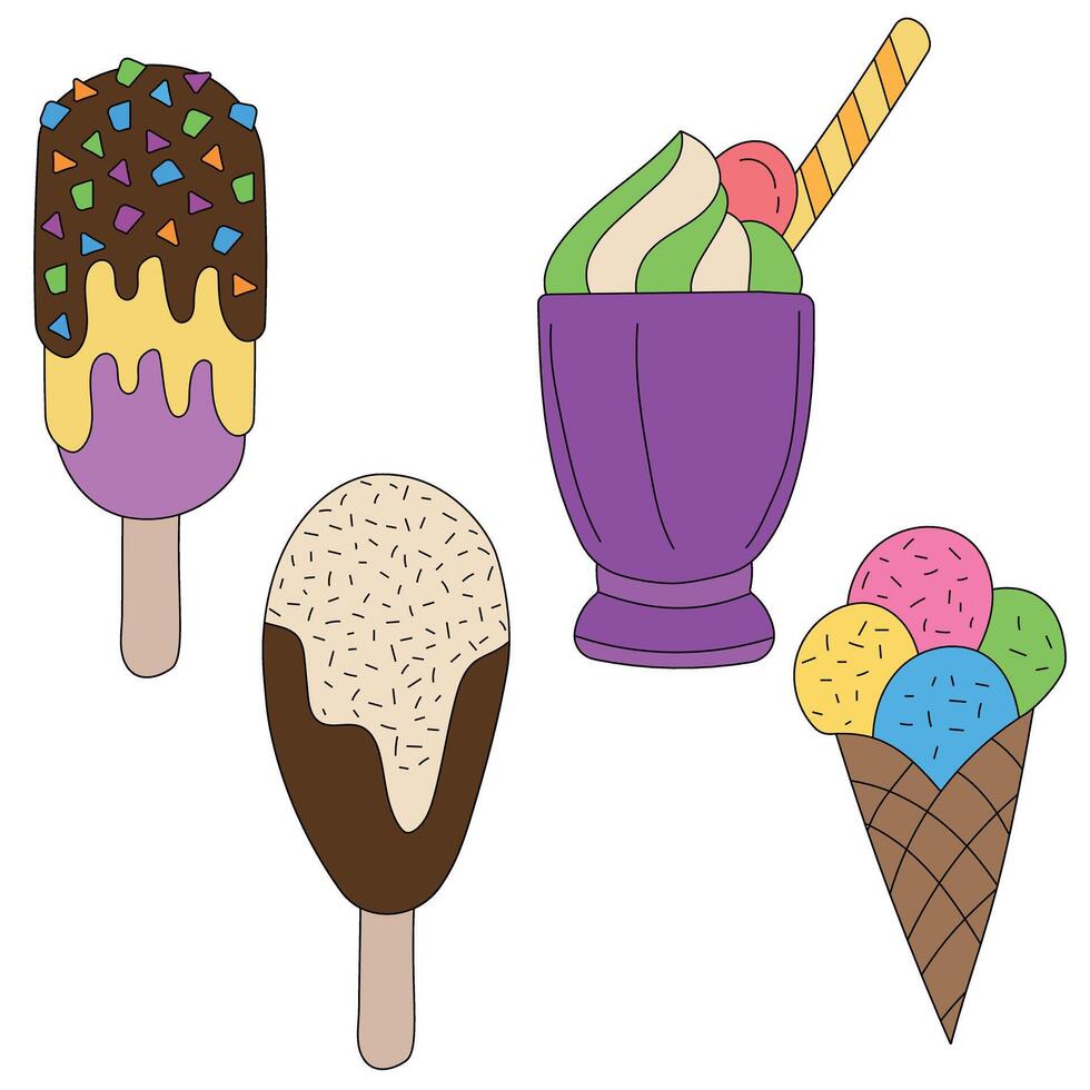 Cartoon Ice Cream Clipart Illustrations vector