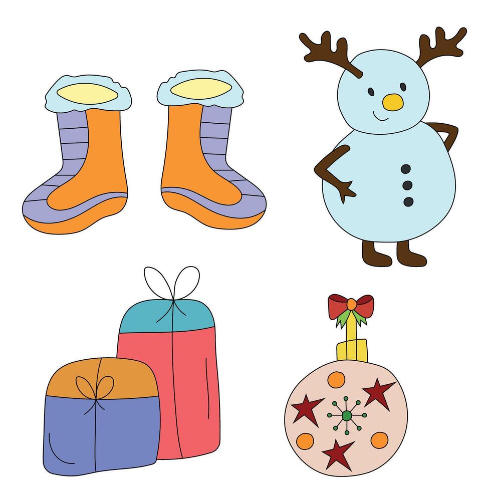 Cartoon Winter Clipart Set vector