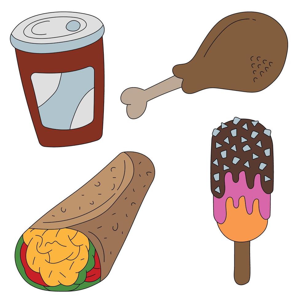 Fast Food Clipart Doodles vector