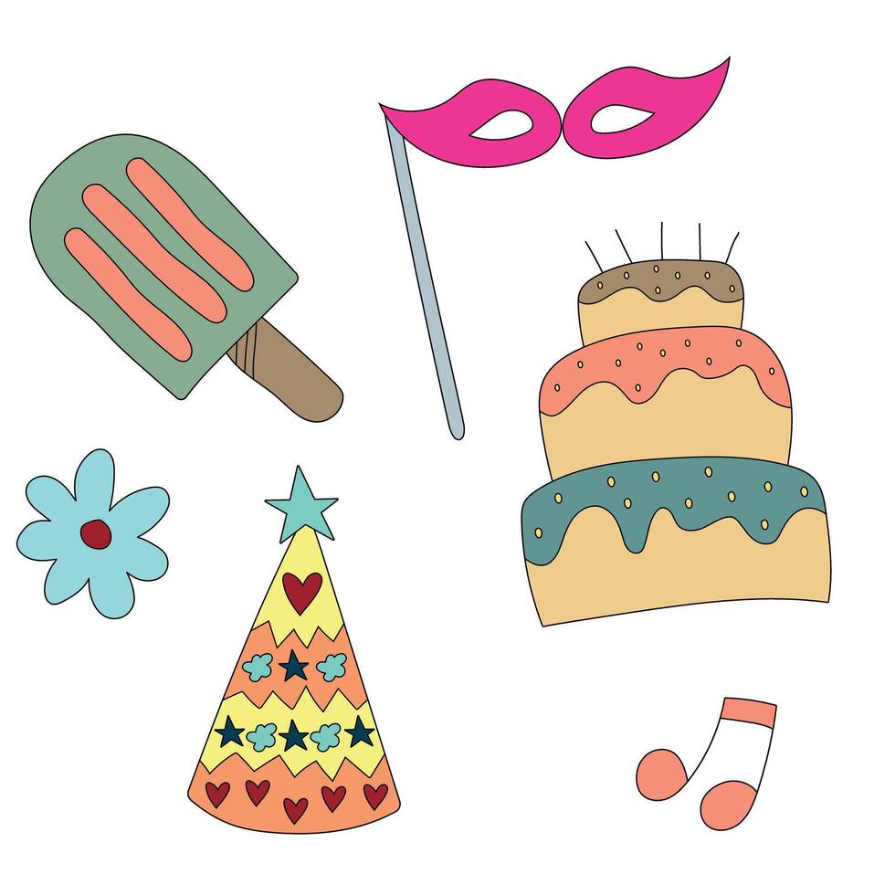 Birthday Doodle Decorations vector