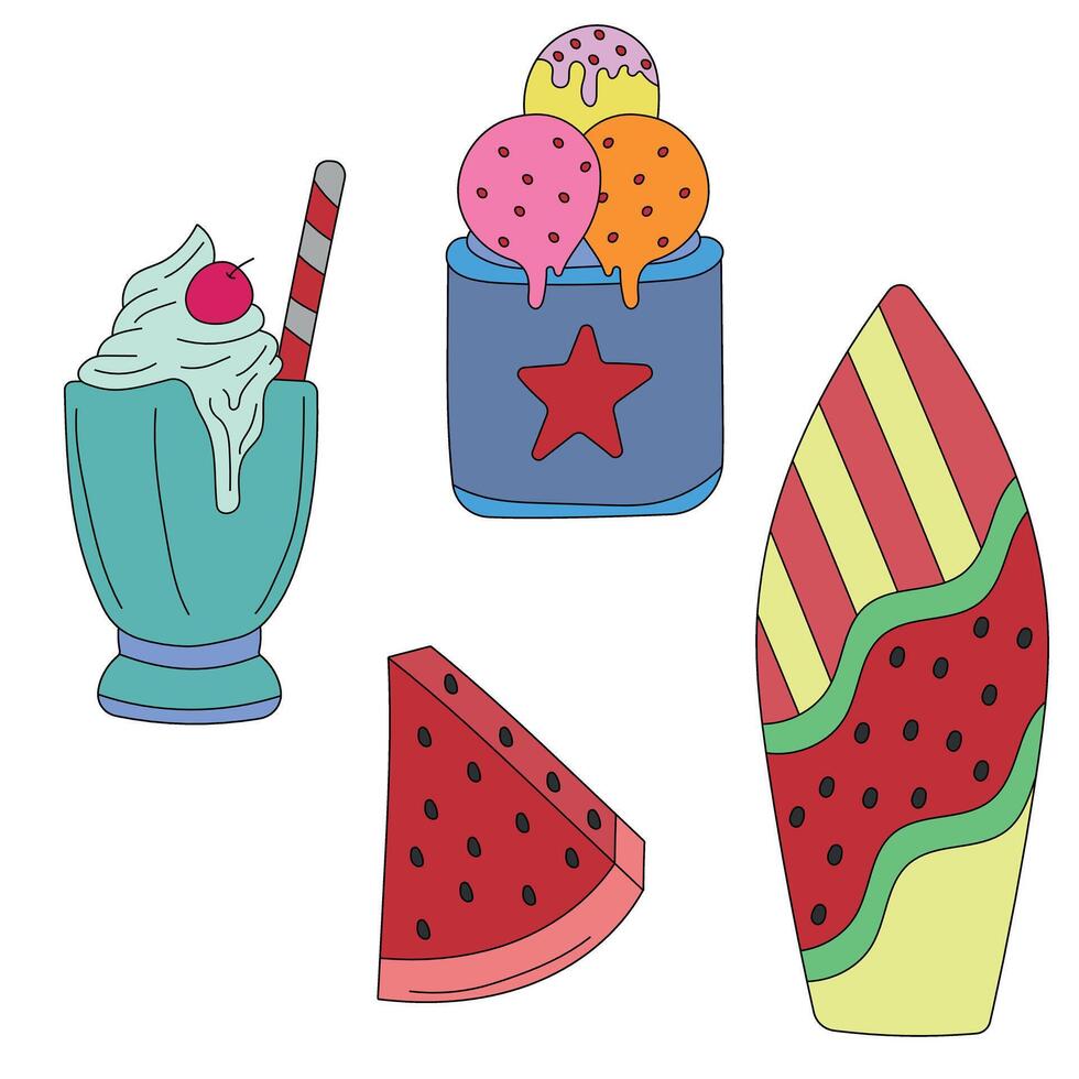 Hand-drawn Summer Clipart Illustrations vector