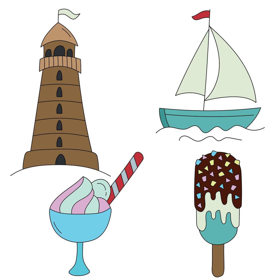 Simple Summer Clipart Illustrations vector