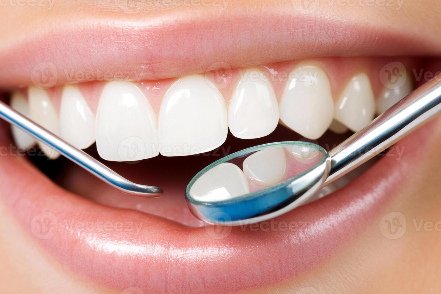 A woman with a toothbrush and a mirror photo