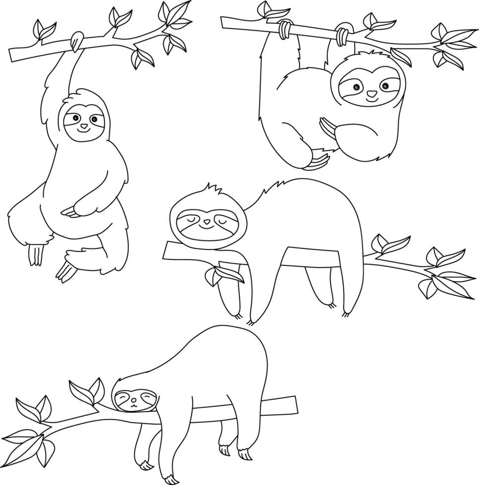 Sloth Clipart Doodles vector