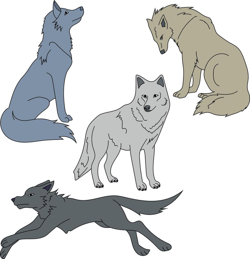 Wolf Clipart Doodles vector