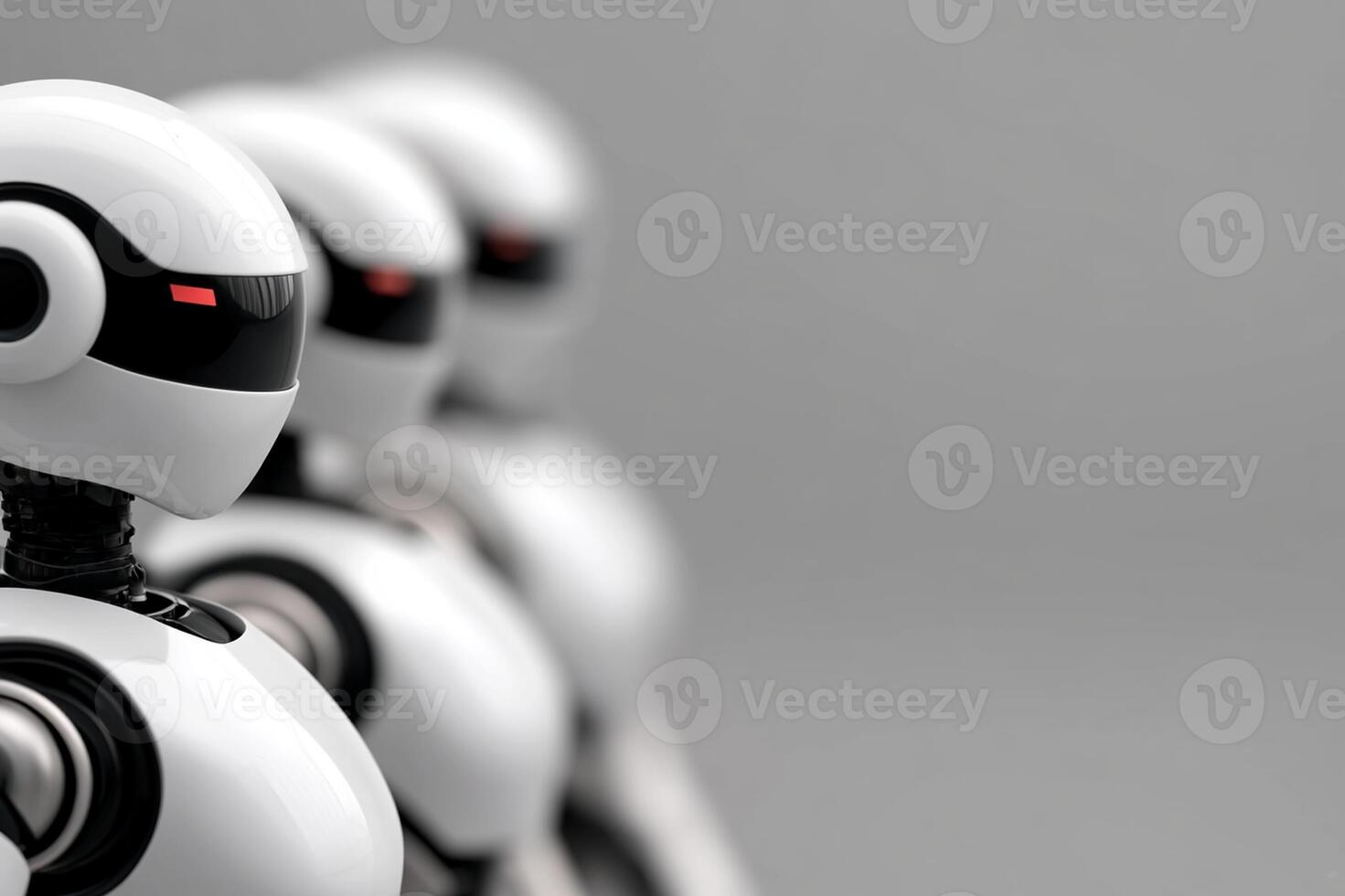 A row of white robots standing in a row photo