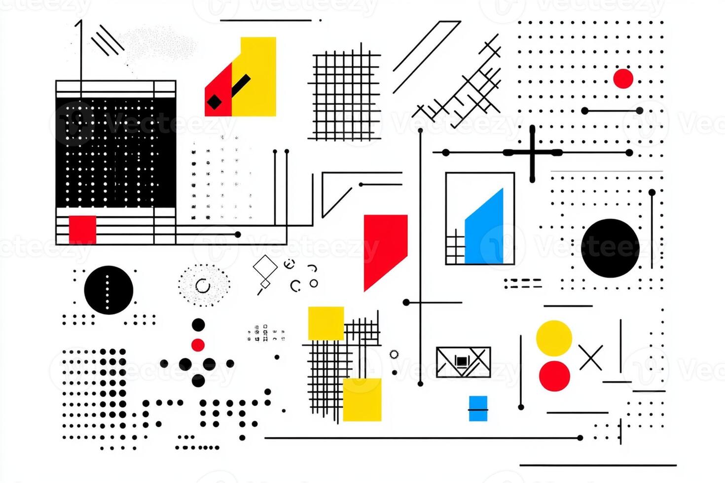 Abstract geometric shapes in different colors photo
