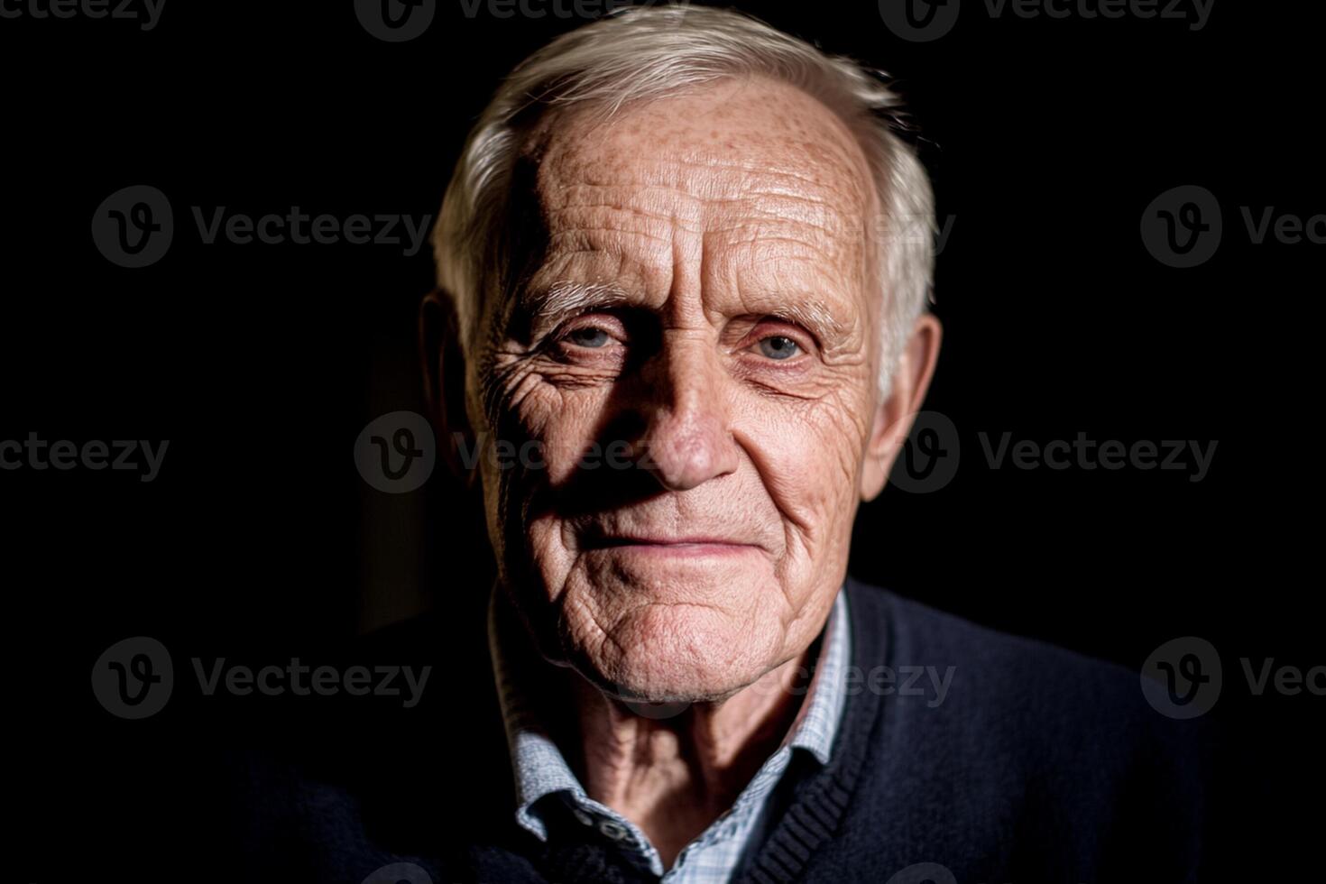 An older man with a dark background photo