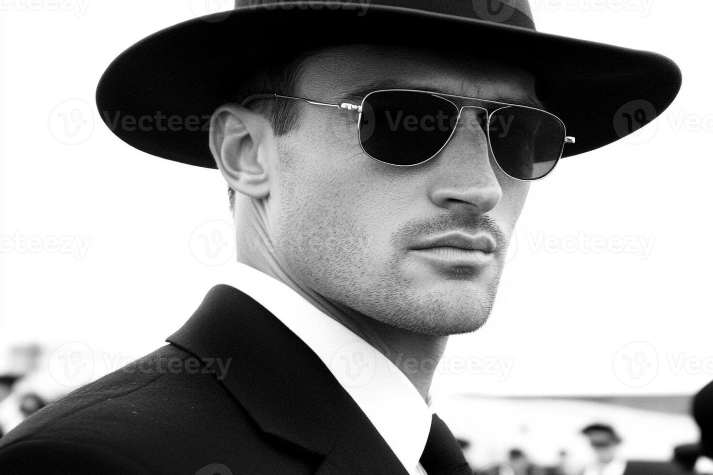 A man in a suit and hat photo