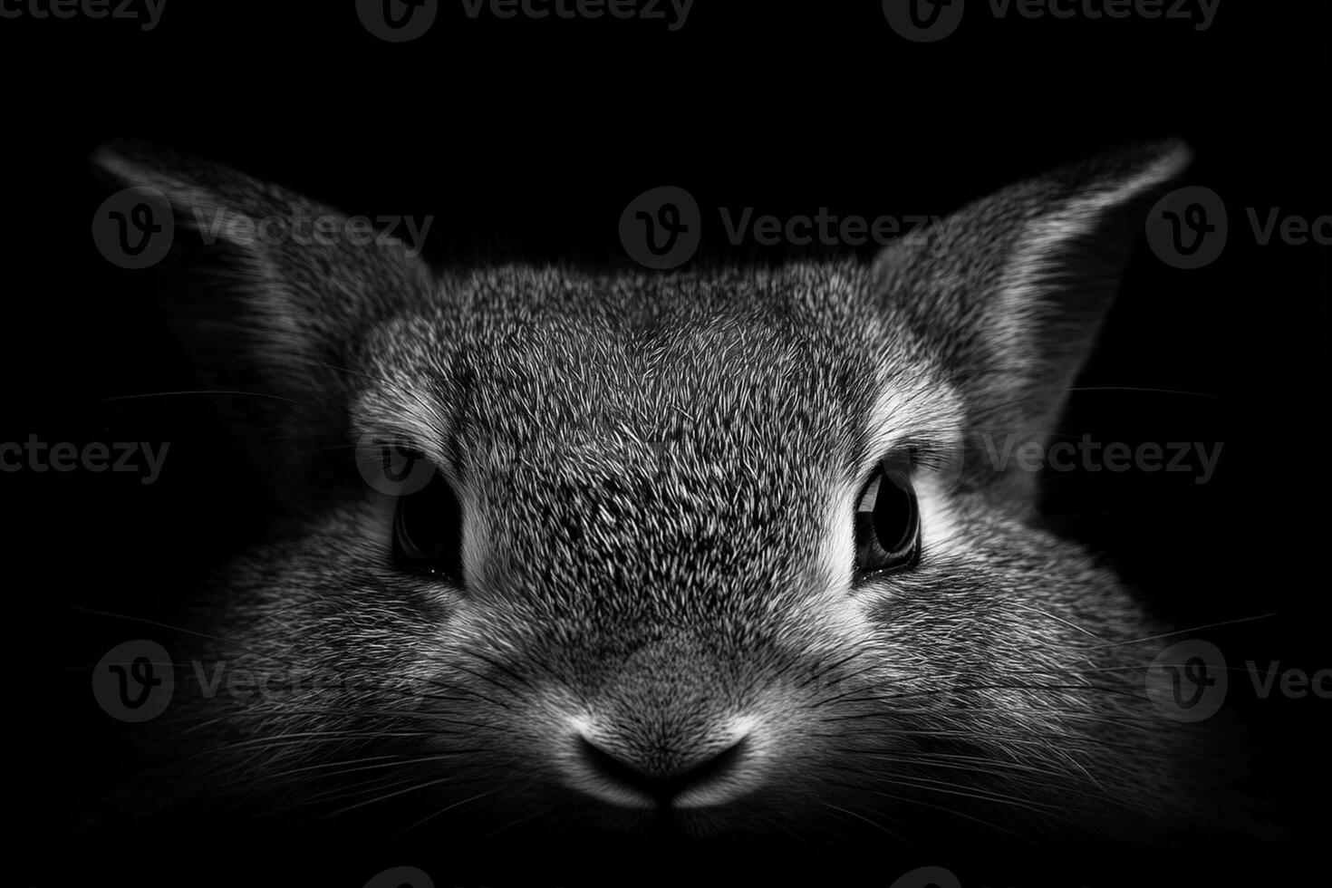 Black and white photograph of a rabbit photo