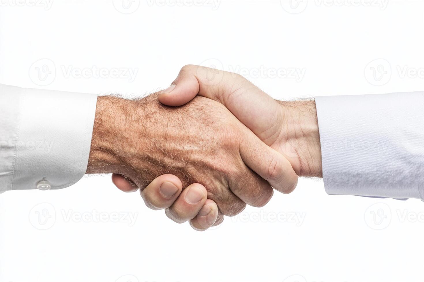 Two men shaking hands on a white background photo