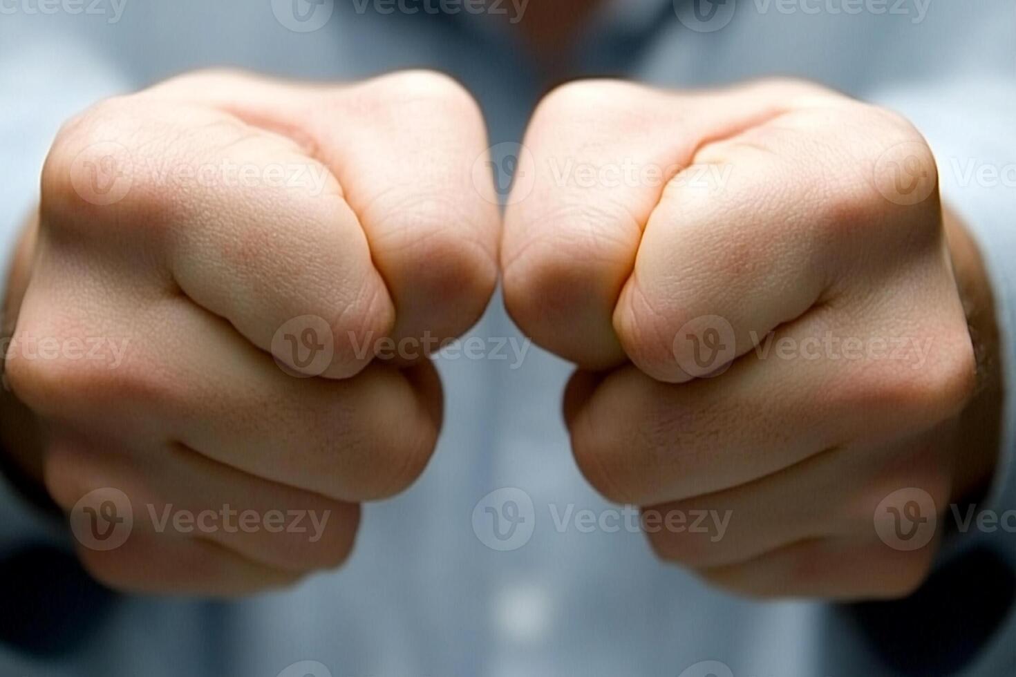 A close up of a man's hands with their fists up photo