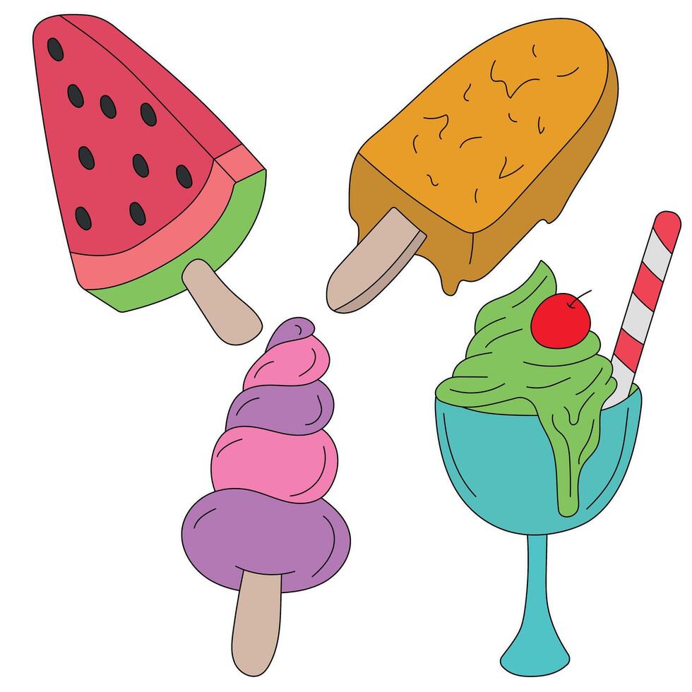 Hand-drawn Ice Cream Clipart Illustrations vector