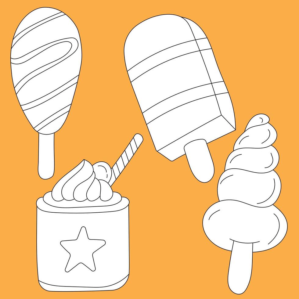 Simple Ice Cream Clipart Set vector