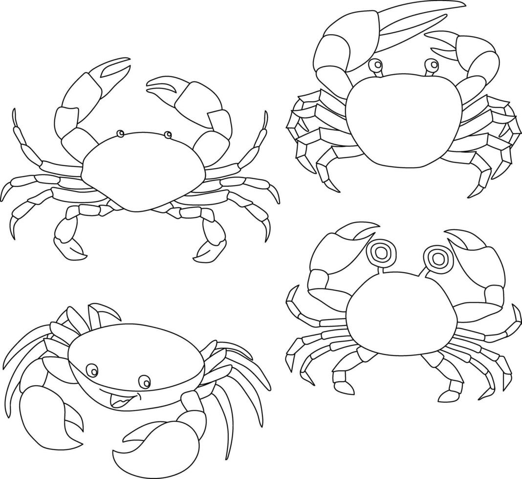 Simple Crab Clipart Doodles vector