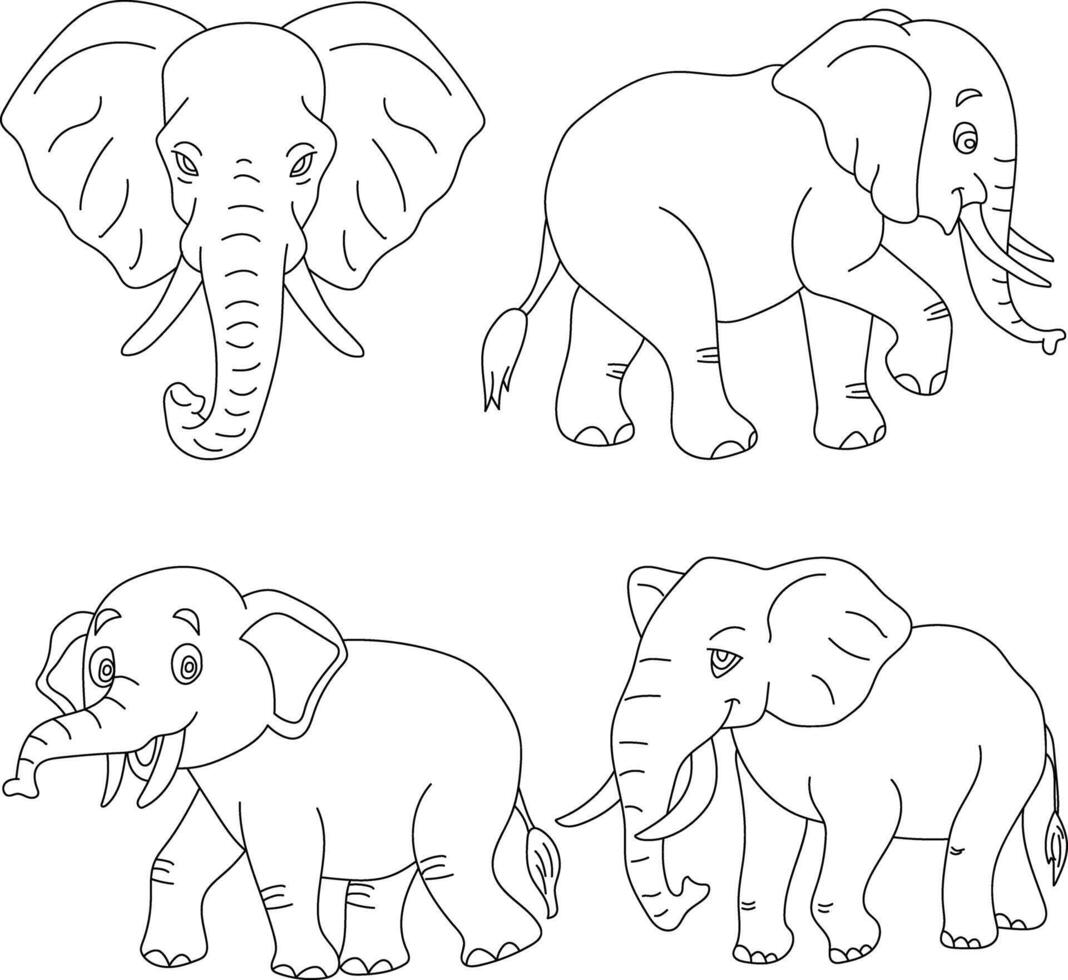 Hand-drawn Elephant Clipart Illustrations vector
