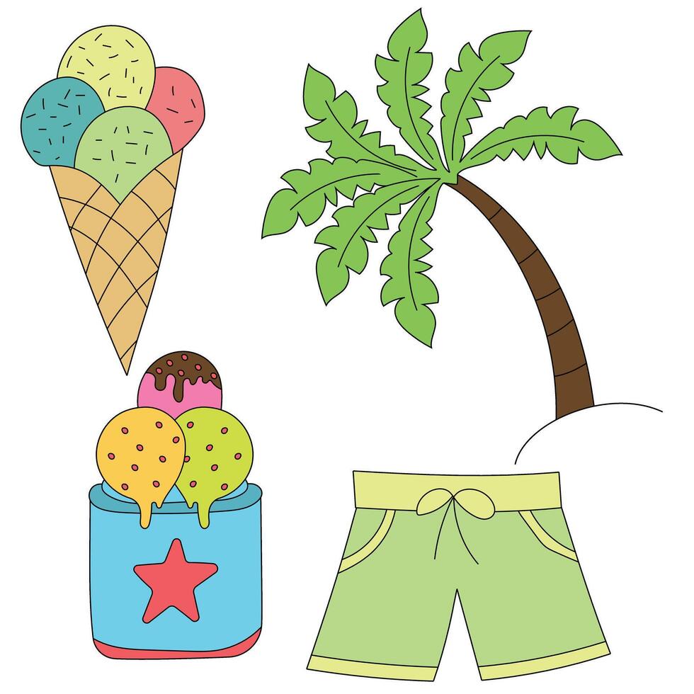 Simple Summer Doodles vector